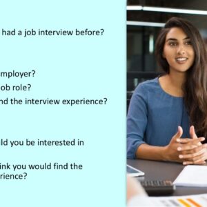 PowerPoint slide covering previous job interview experience such as the employer, job role, and experience
