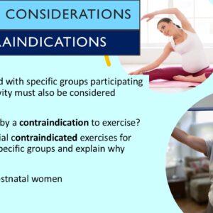 PowerPoint slide on contraindicated exercises for antenatal and postnatal women and older adults