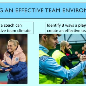 PowerPoint slide on methods a coach and player can use to create an effective team environment