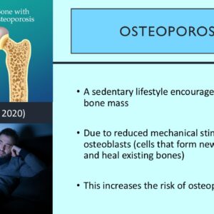 PowerPoint slide on the relationship between a lack of regular physical activity and incidence of osteoporosis