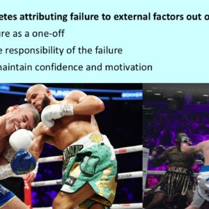 PowerPoint slide on the benefits of athletes attributing failure to external factors in Weiner's model
