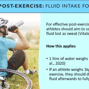 PowerPoint slide on effective post-exercise fluid intake and hydration for athletes in sport