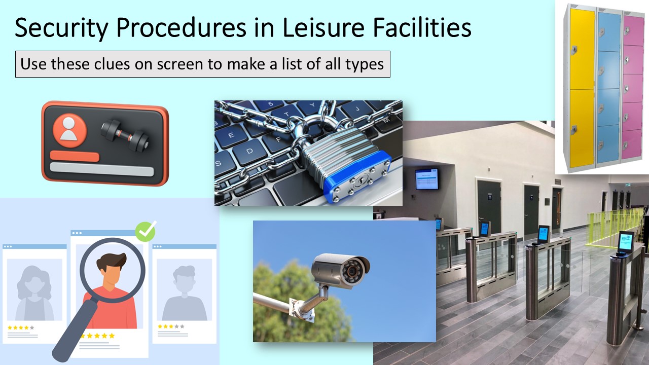 PowerPoint slide on security procedures in a leisure facility
