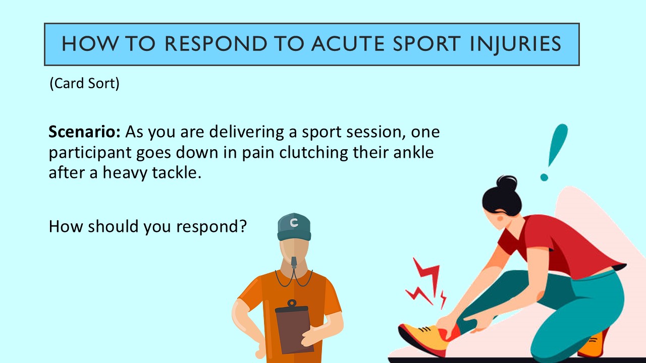 PowerPoint slide on how to respond to acute sports injuries using SALTAPS