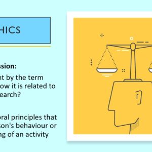 PowerPoint slide on the definition of ethics within research and practical investigations