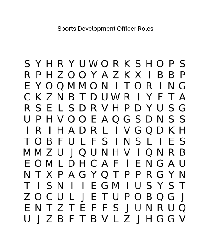 Worksheet on the key roles of Sports Development Officers