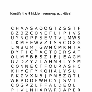 Worksheet - Warm-Up Activities Word Search (LO1: 1.5)