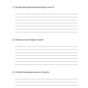 Worksheet - Media Influence on Sport and Society (LO2: 2.2)