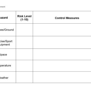 Worksheet - Sports Environment Risk Assessment (LO1: 1.3)