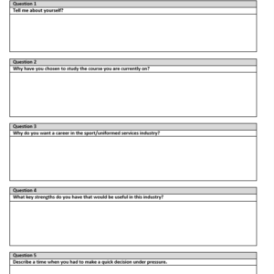 Worksheet - Interview Questions Template (LO1: 1.3)