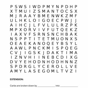 Worksheet - Digestive Juices and Enzymes Word Search (LO3: 3.3)