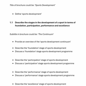 Sports Development: Assessment Guidance (LO1-LO2)