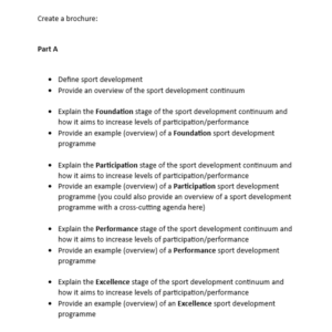 Sports Development: Assessment Guidance (LO1-LO3)