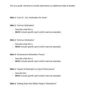 Unit 19: Assessment Guidance (LO1-LO5)
